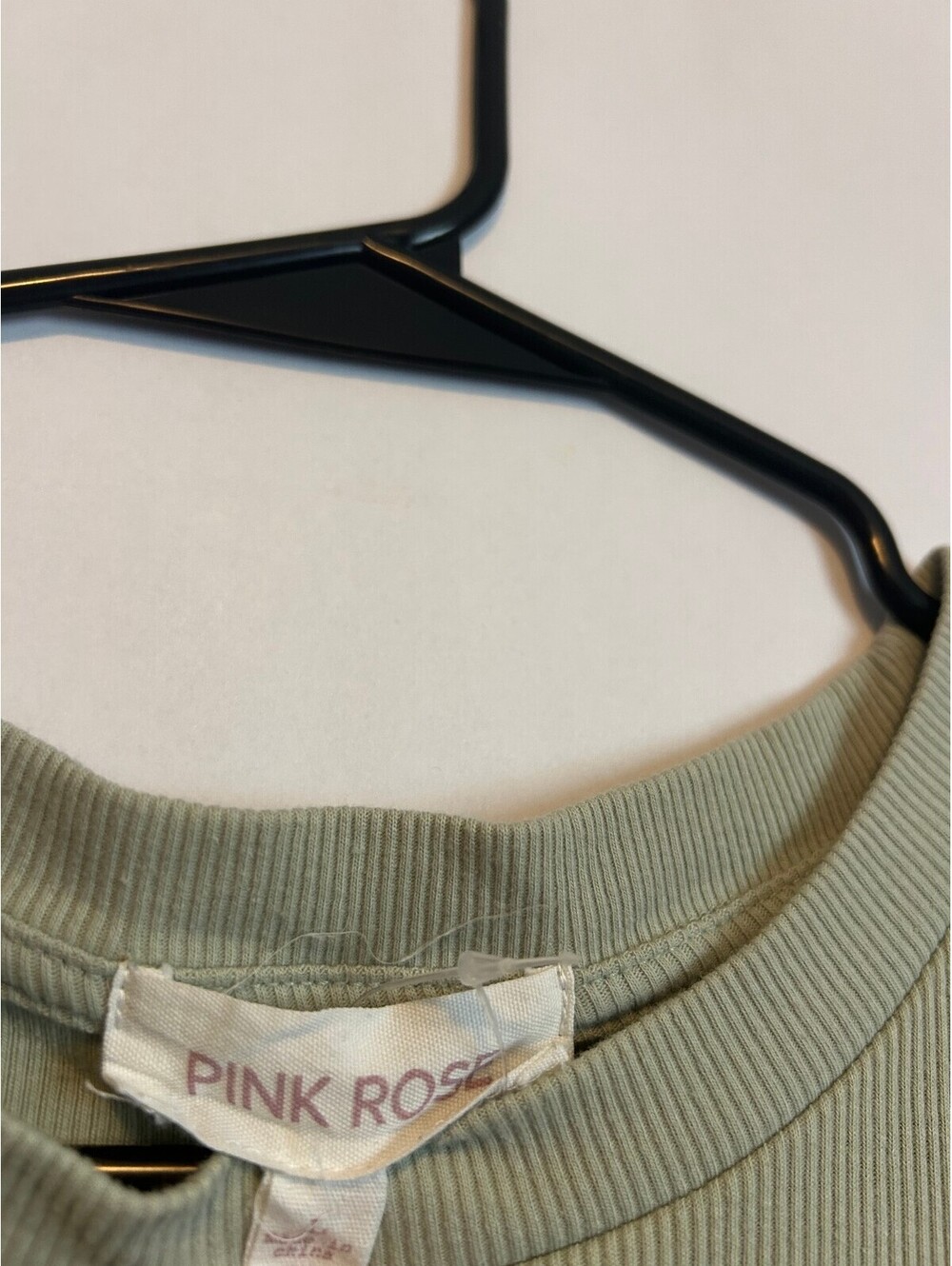 Pink Rose Green Ribbed Tank S - Picture 3 of 3